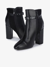 Bottines bi-matière à bride à boucle - Noir - 5