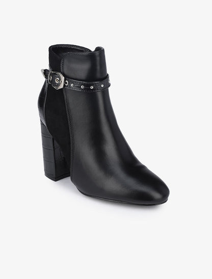 Bottines bi-matière à bride à boucle - Noir - 3