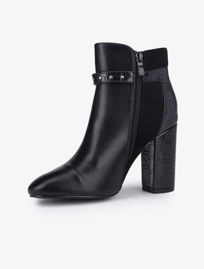Bottines bi-matière à bride à boucle - Noir - 4