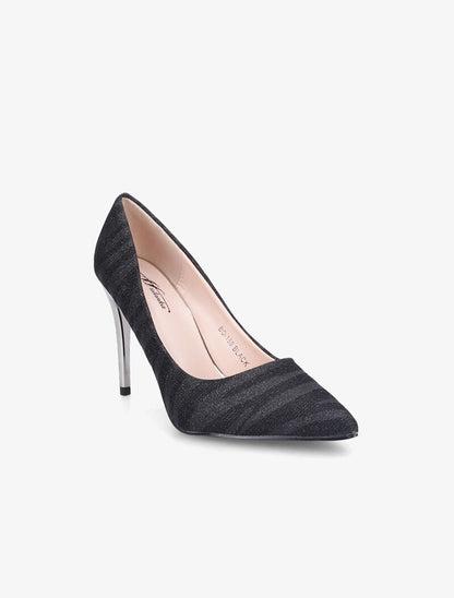 Escarpins zébrés à talon haut et paillettes - Noir - 3