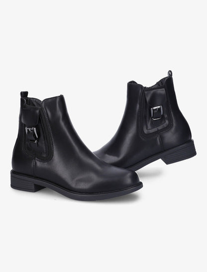 Bottines plates à boucle stylisée - Noir - 4