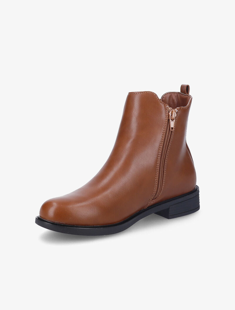 Bottines plates à boucle stylisée - Camel - 3