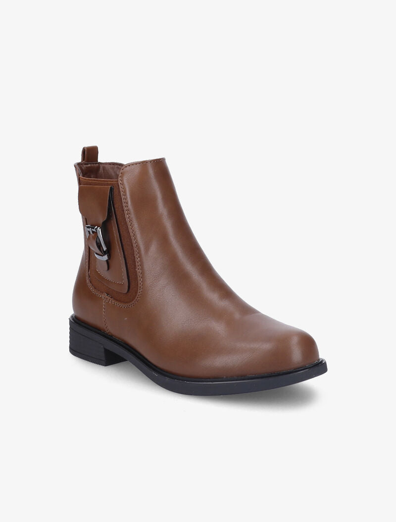 Bottines plates à boucle stylisée - Marron - 2