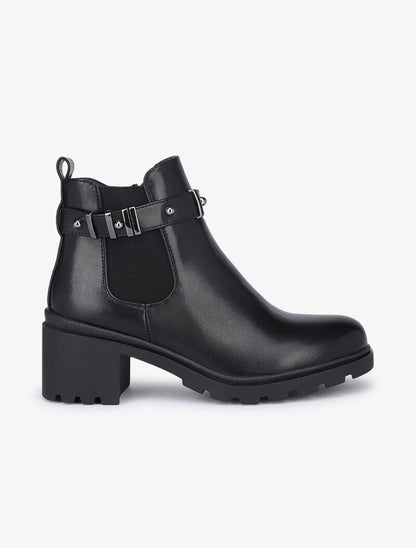 Bottines casual à bride décorative - Noir - 2