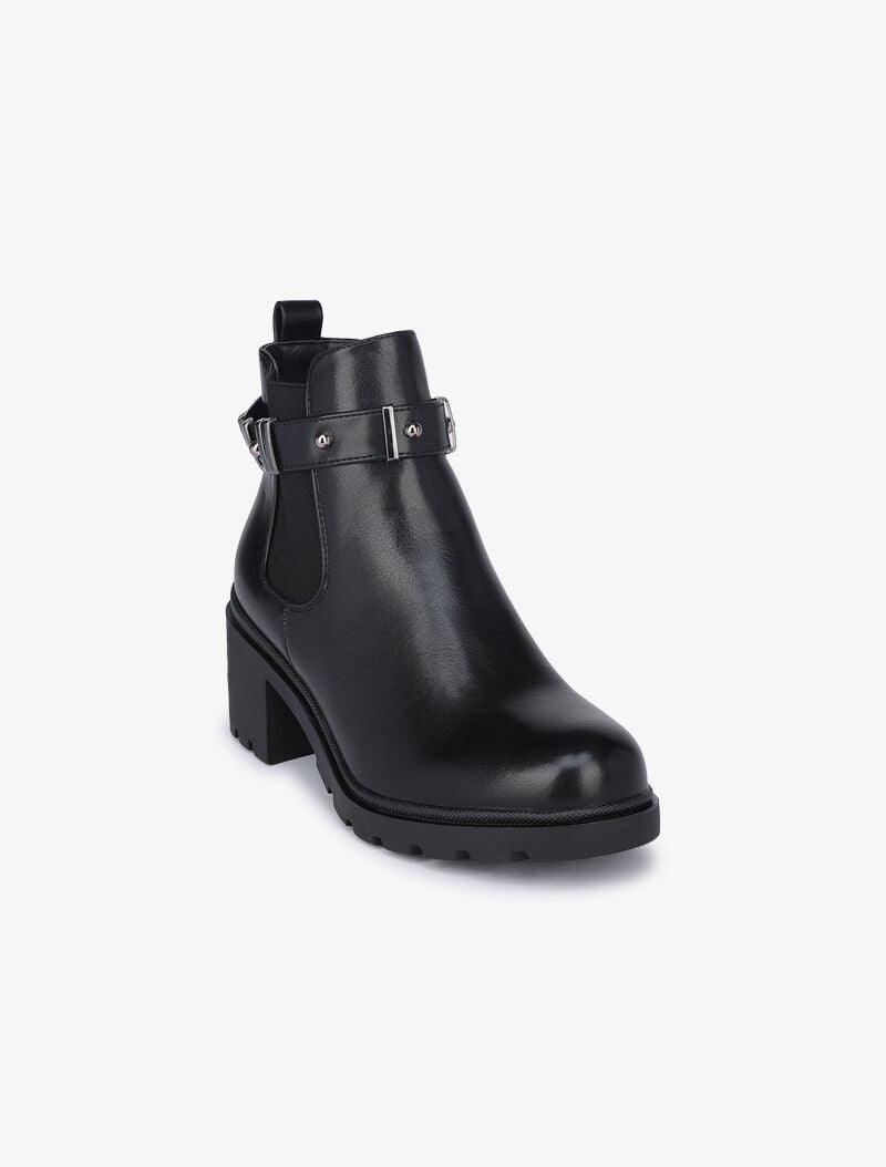 Bottines casual à bride décorative - Noir - 3