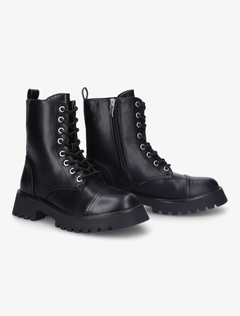 Bottines en simili à surpiqûres apparentes - Noir - 5
