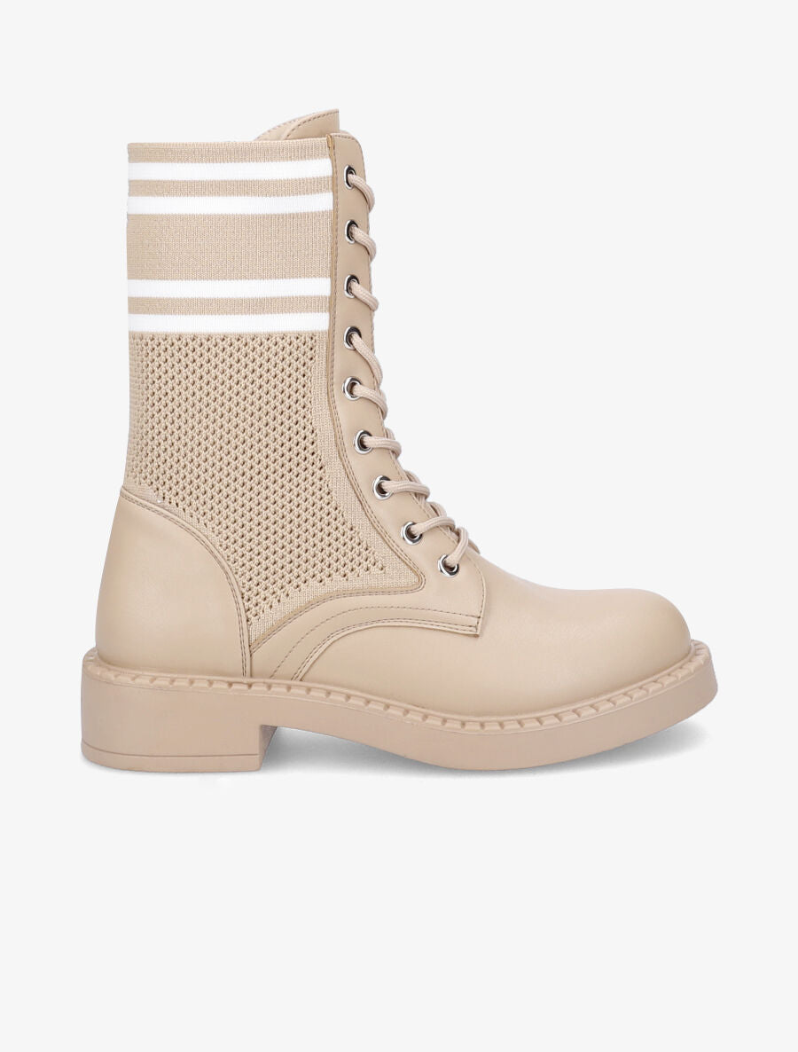 Rangers en toile et simili style chaussette - Camel - 1
