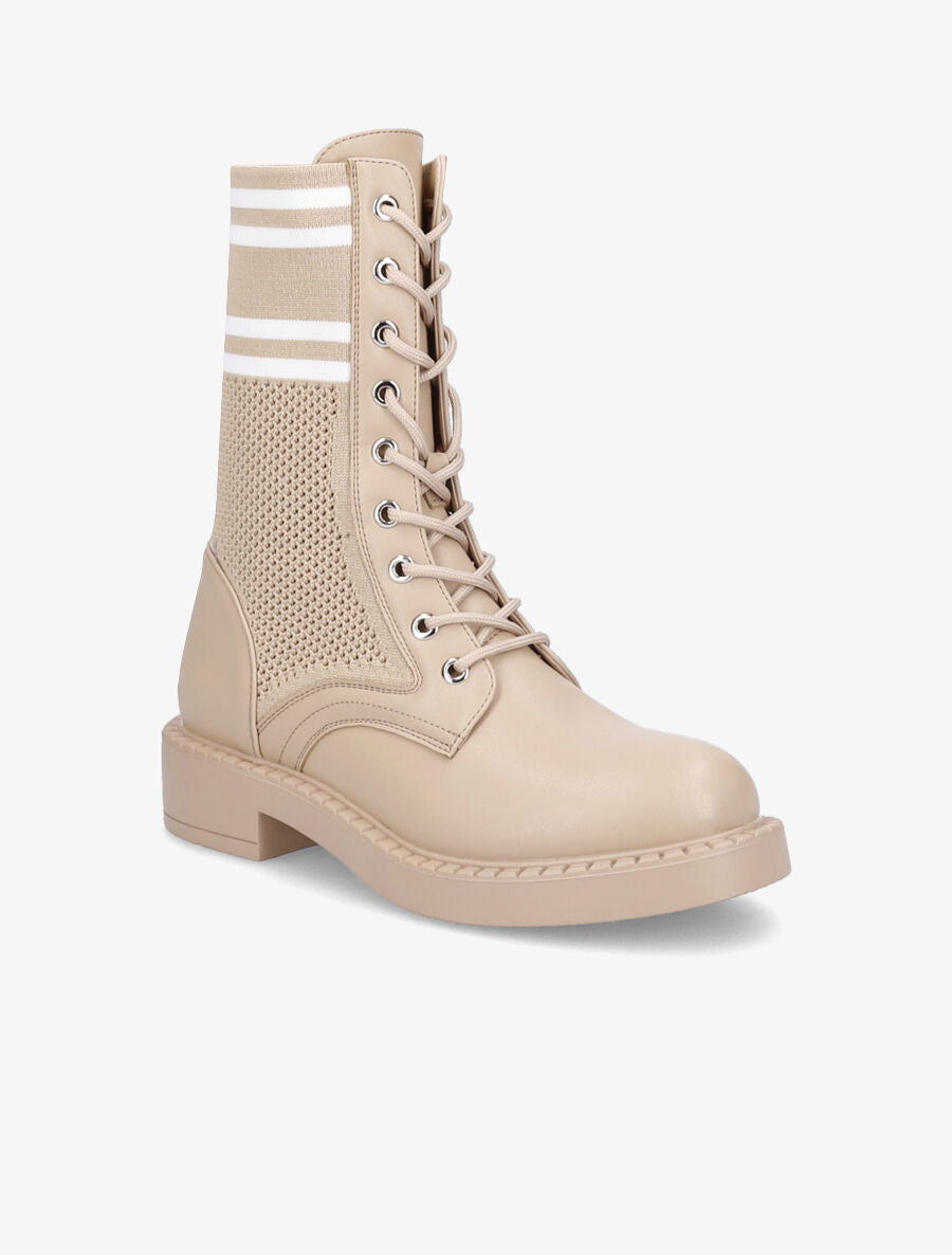 Rangers en toile et simili style chaussette - Camel - 2