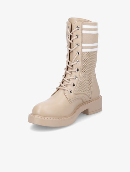 Rangers en toile et simili style chaussette - Camel - 3