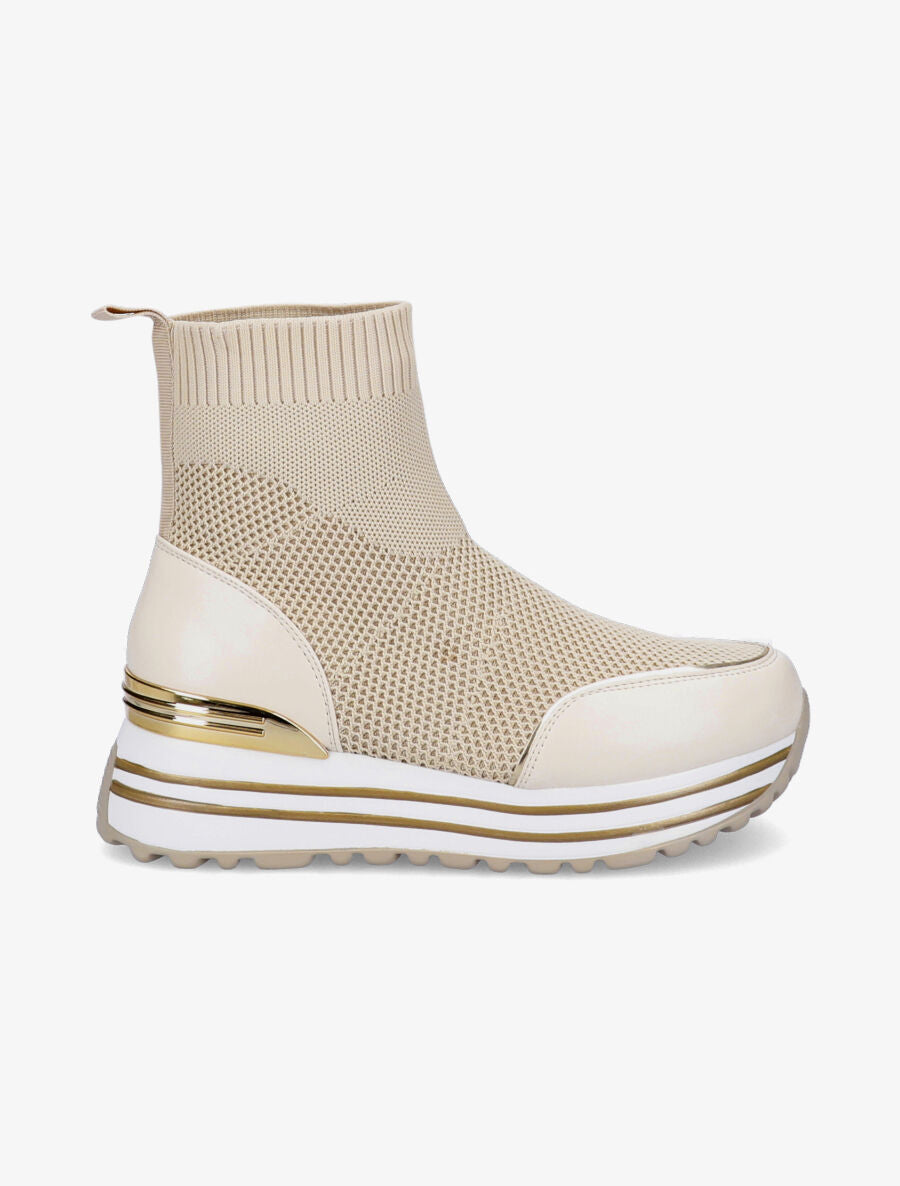 Baskets montantes compensées - Beige - 5