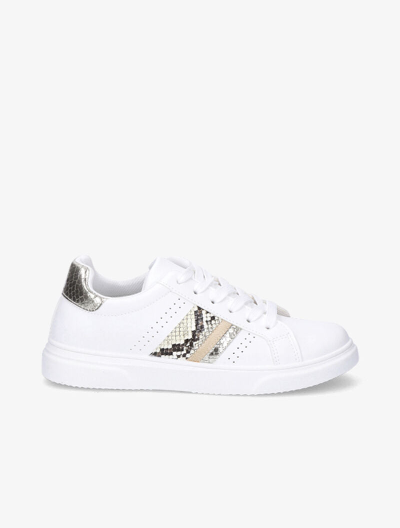 Sneakers à détails imprimés multi matière - Blanc/or - 2