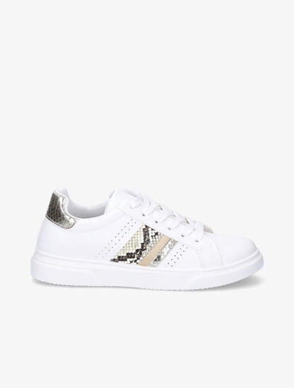 Sneakers à détails imprimés multi matière - Blanc/or - 2