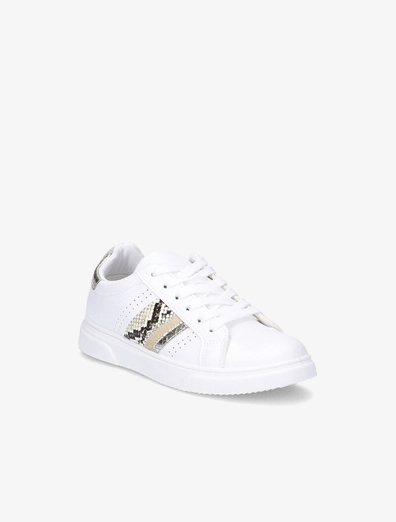 Sneakers à détails imprimés multi matière - Blanc/or - 3