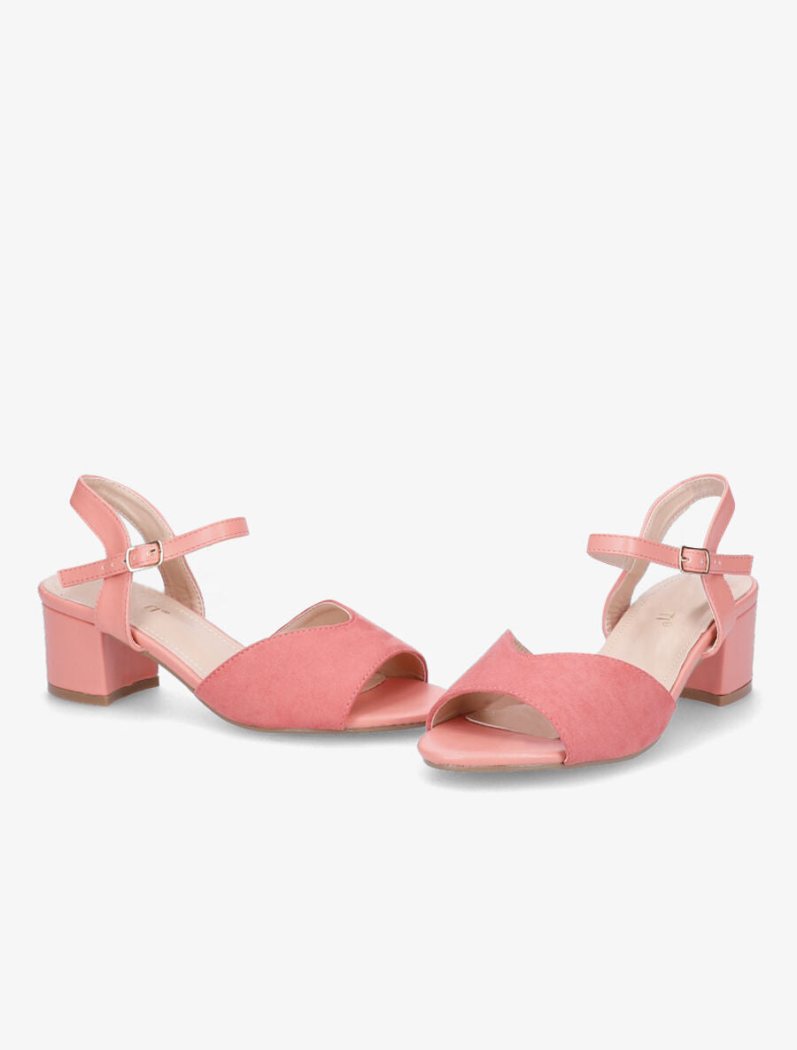 Sandales bi-matière à ganse stylisée - Rose - 4
