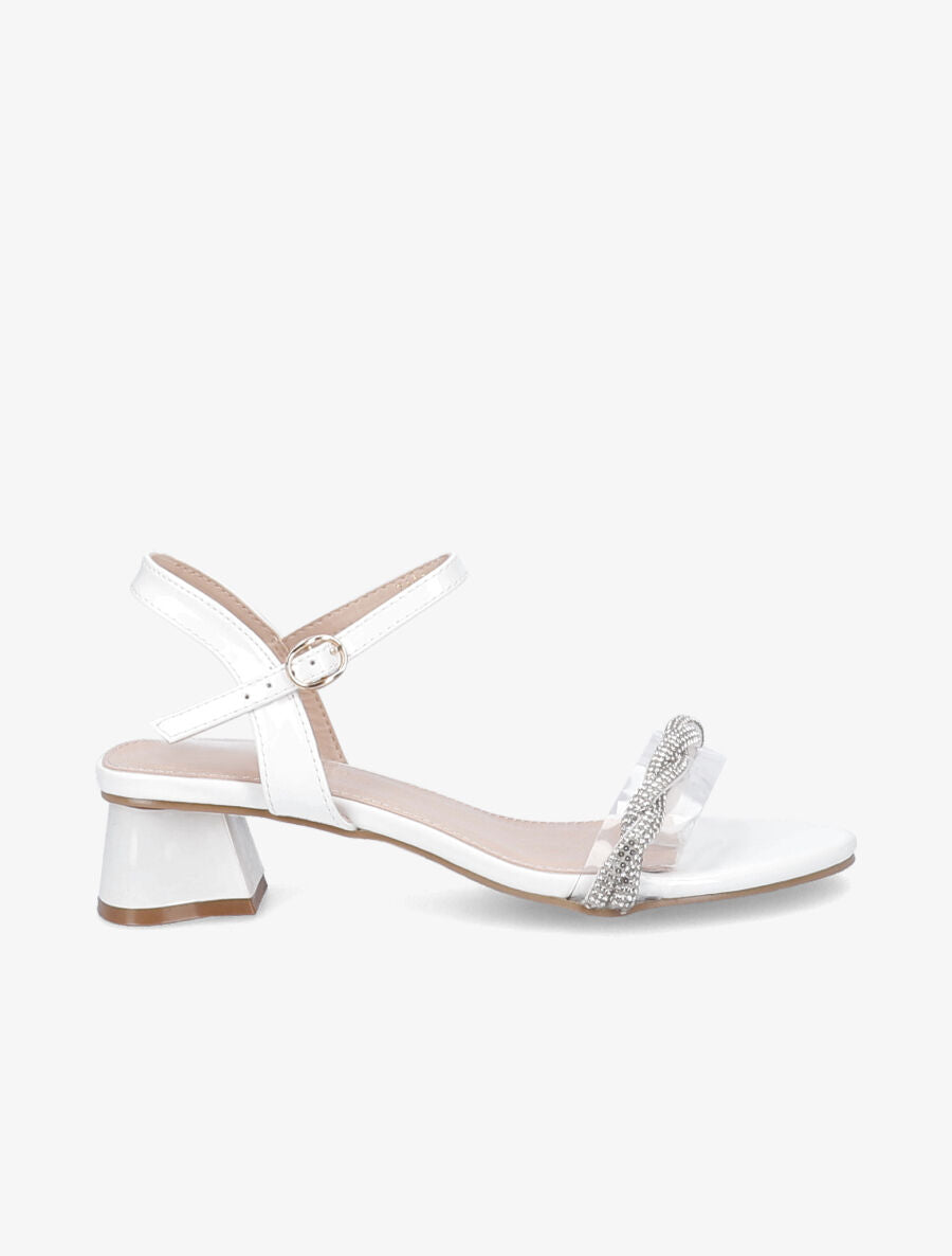 Sandales vernies à ganse en strass torsadée - Blanc - 1