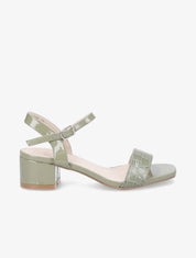 Sandales vernies à ganse effet croco - Vert olive - 5