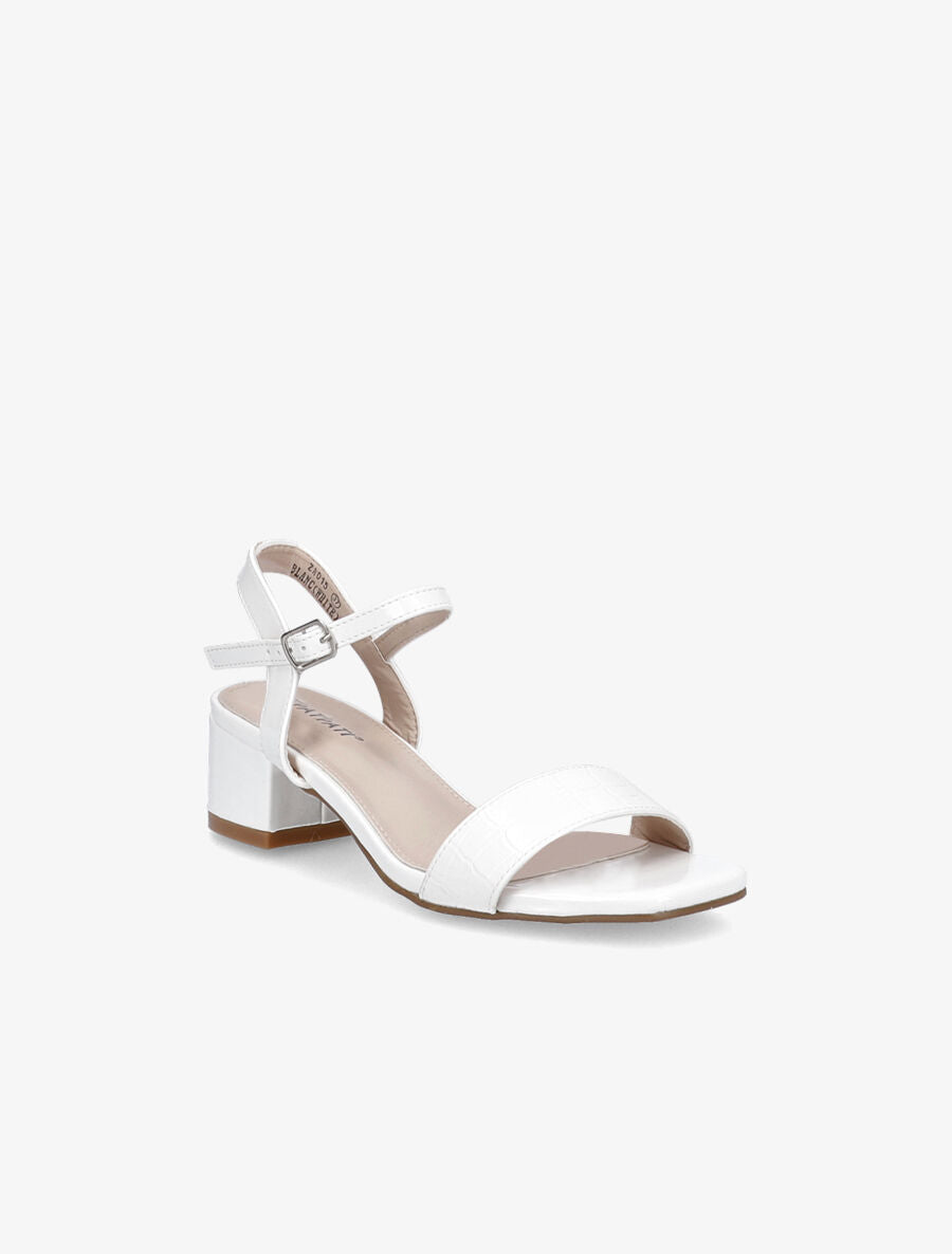Sandales vernies à ganse effet croco - Blanc - 2