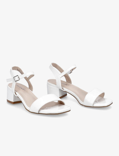 Sandales vernies à ganse effet croco - Blanc - 4