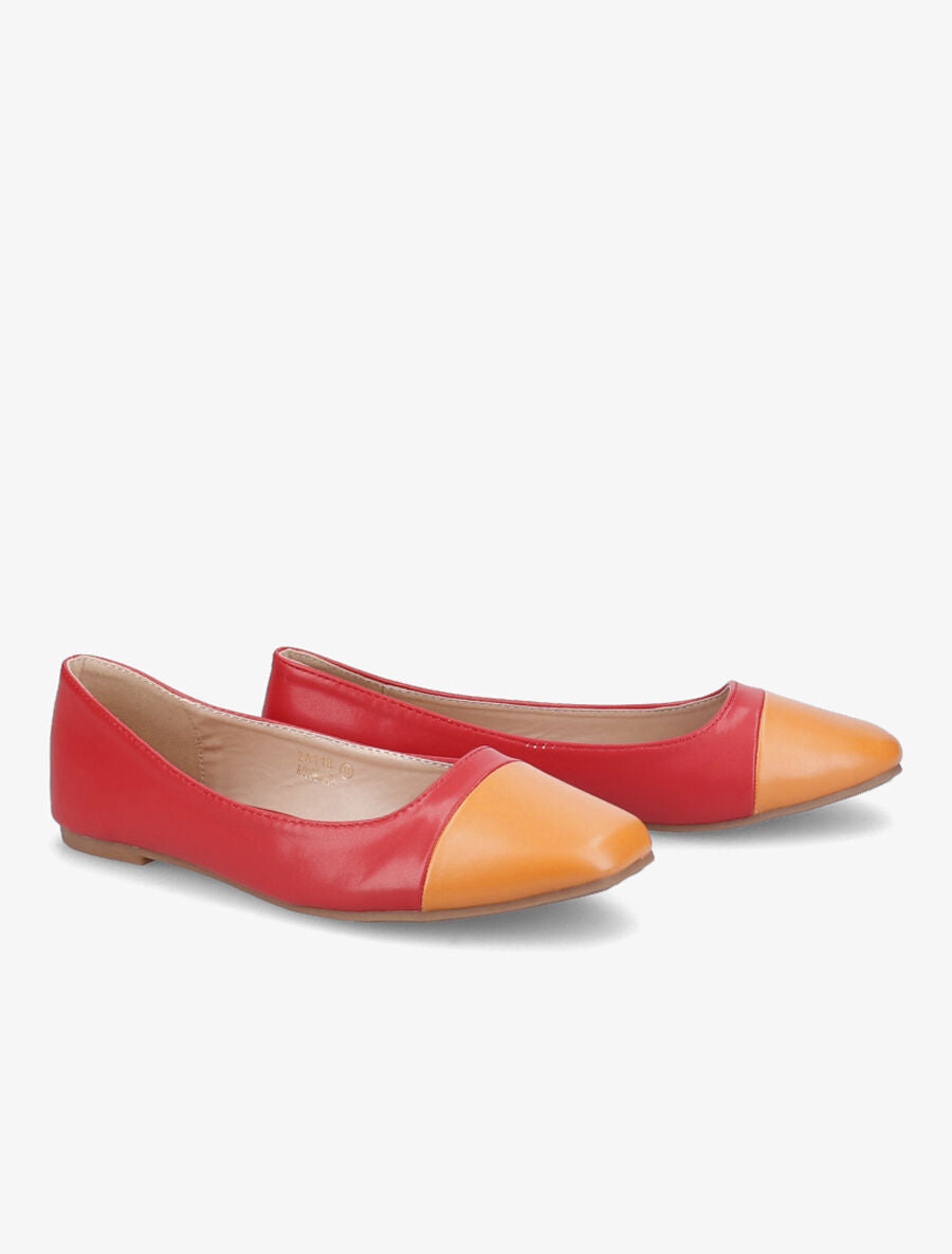 Ballerines à bout contrastant - Rouge/orange - 4