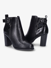 Bottines à talon et bride - Noir - 1