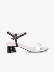 Sandales à bride et talons stylisés - Noir/argent - 1