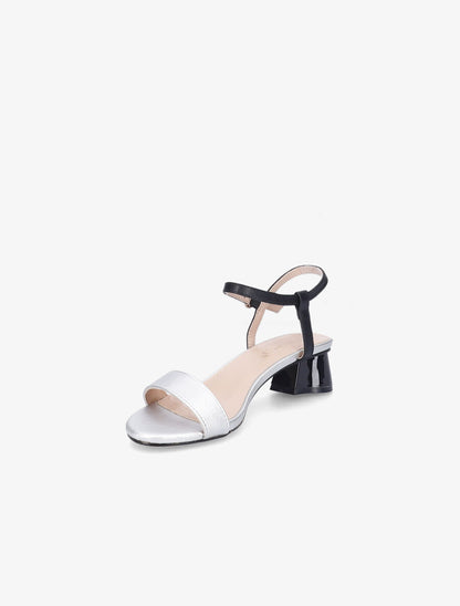 Sandales à bride et talons stylisés - Noir/argent - 3