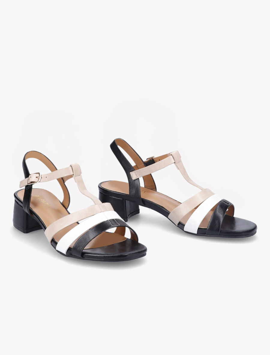 Sandales à brides salomé et triple ganses - Noir - 4