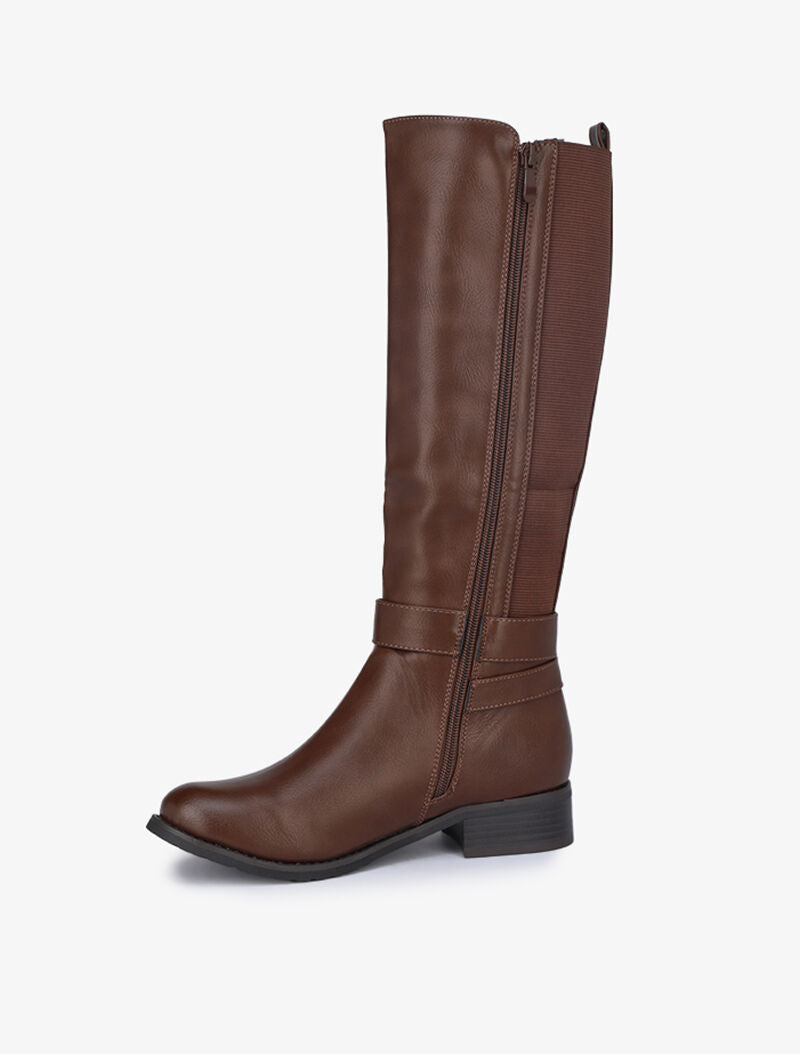 Bottes à bride et bandes élastiquées - Marron - 4