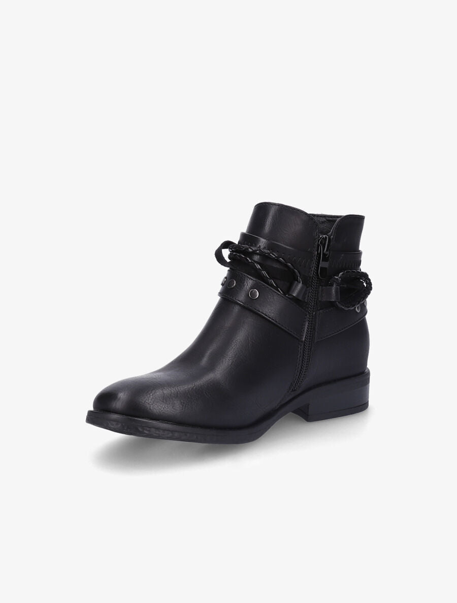 Bottines à lanières cloutées et liens - Noir - 3