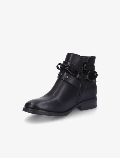 Bottines à lanières cloutées et liens - Noir - 3