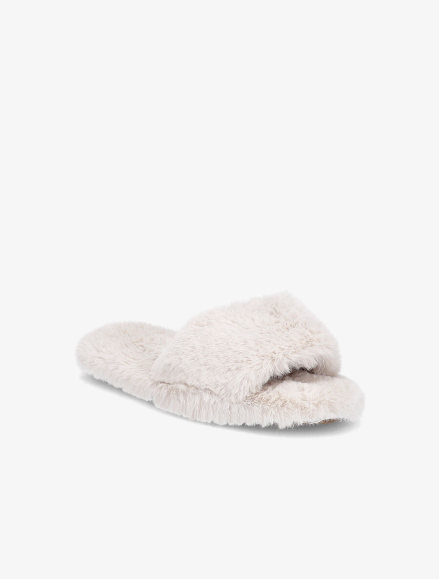 Claquettes en fourrure synthétique - Beige - 2
