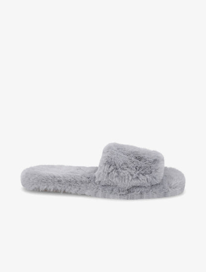Claquettes en fourrure synthétique - Gris - 5