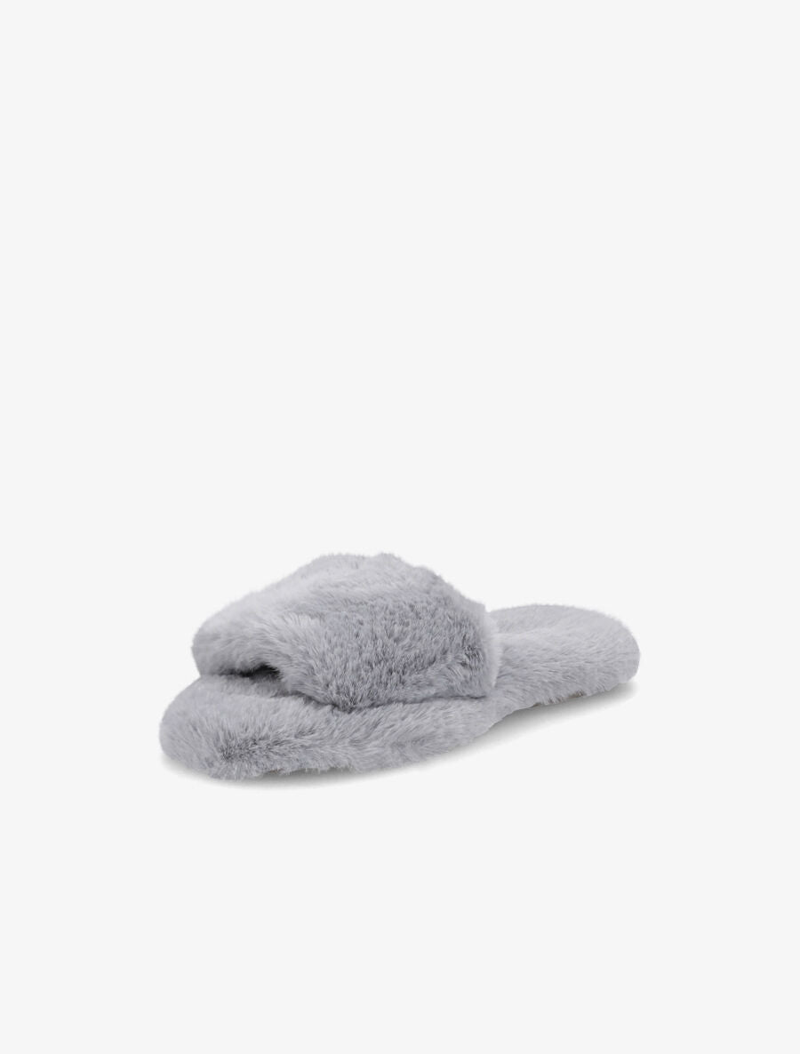 Claquettes en fourrure synthétique - Gris - 3