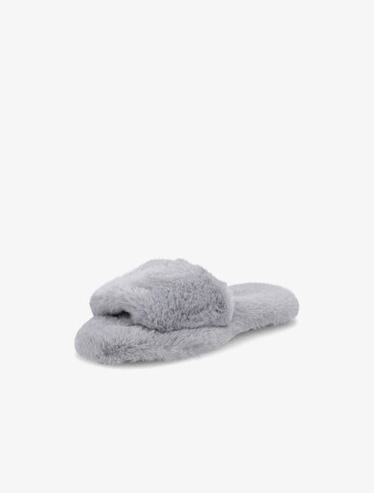 Claquettes en fourrure synthétique - Gris - 3