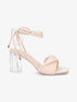 Sandales à talons transparents et liens - Beige - 5