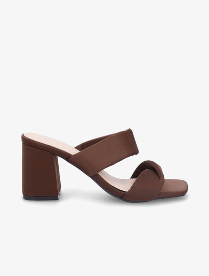 Mules en néoprène à ganses torsadées - Marron - 5