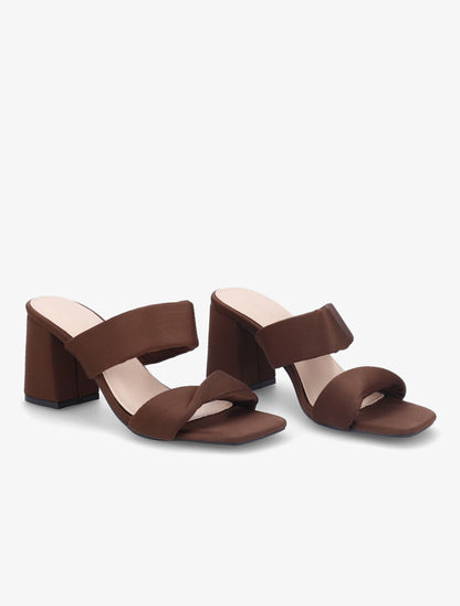 Mules en néoprène à ganses torsadées - Marron - 4