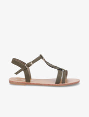 Nu-pieds frangés à boucle dorée - Kaki - 5