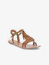 Nu-pieds frangés à boucle dorée - Camel - 1