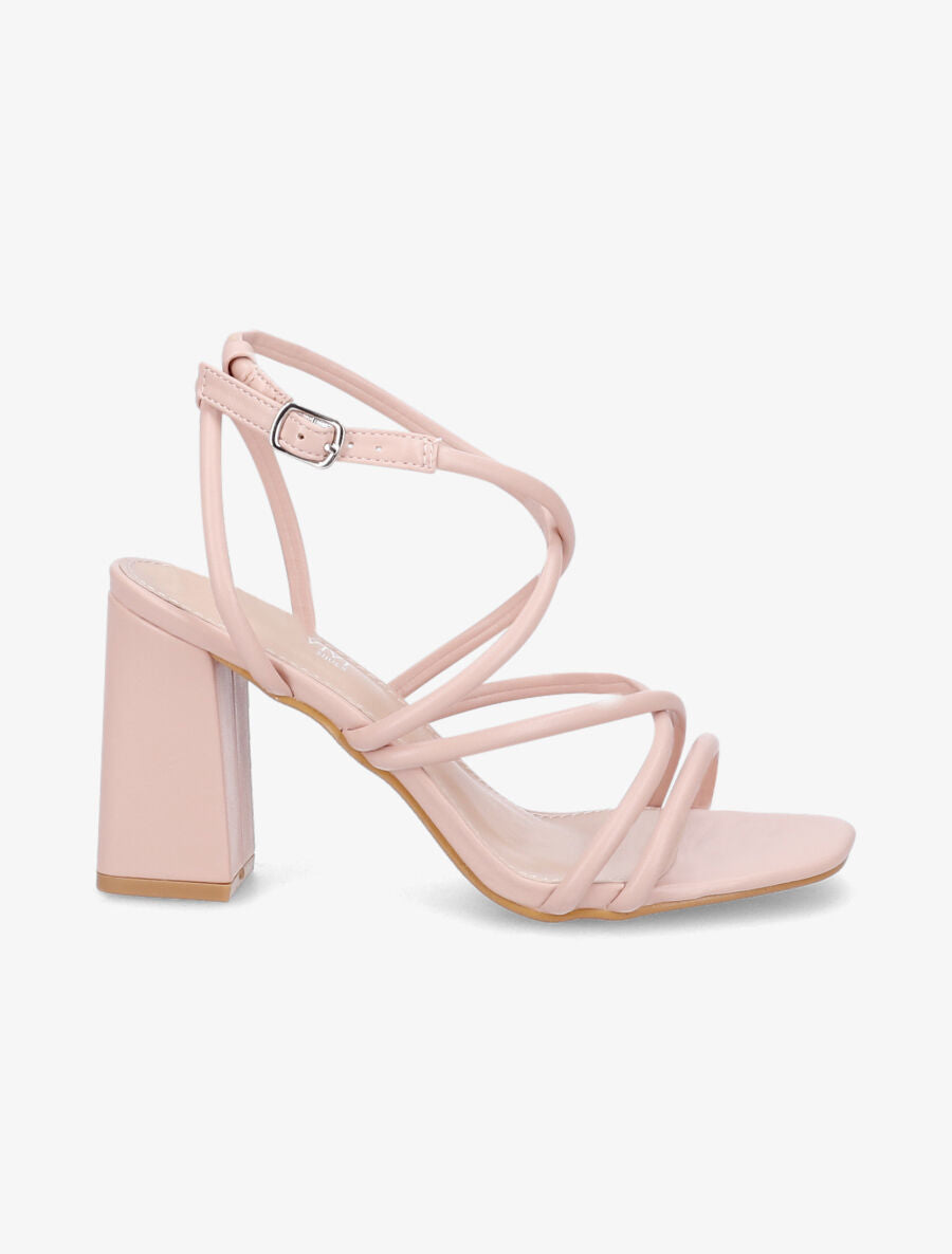 Sandales à ganses entrelacées et brides - Rose poudré - 5