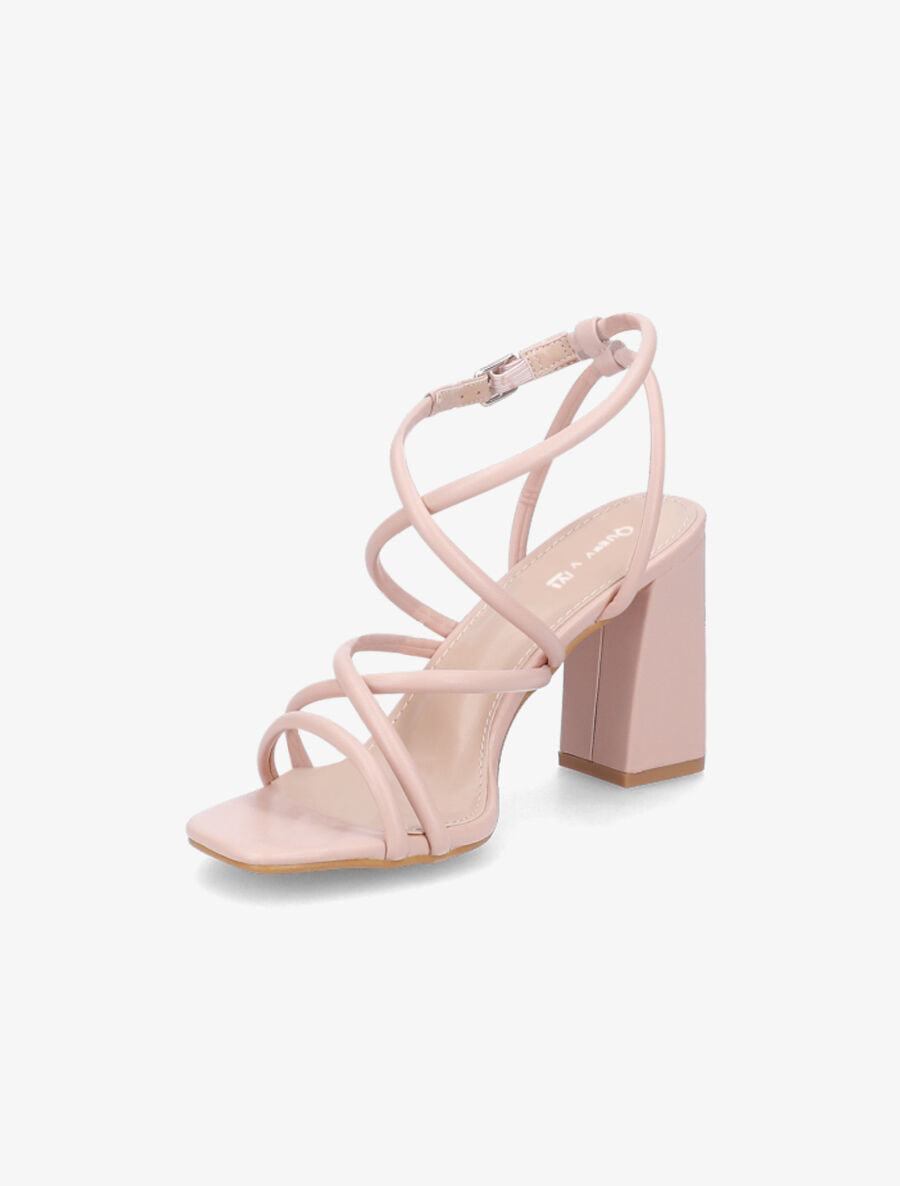 Sandales à ganses entrelacées et brides - Rose poudré - 3