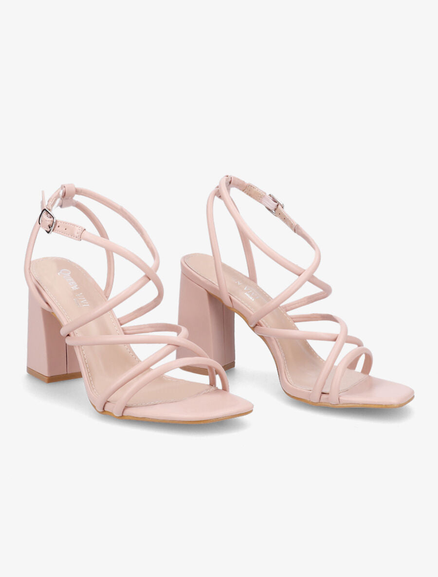 Sandales à ganses entrelacées et brides - Rose poudré - 4