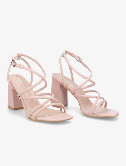 Sandales à ganses entrelacées et brides - Rose poudré - 4