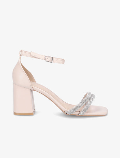 Sandales à ganses à strass - Beige - 5