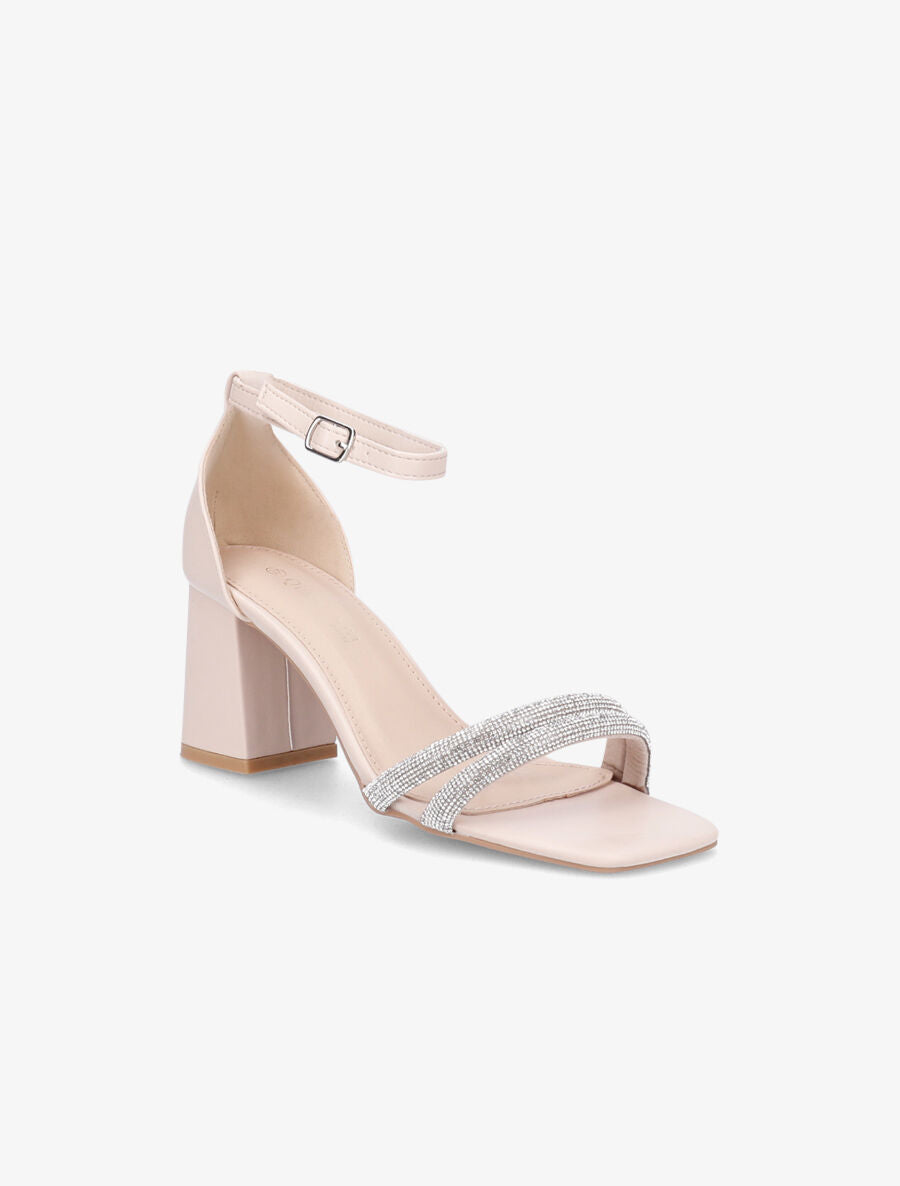 Sandales à ganses à strass - Beige - 2