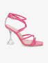 Sandales à brides et talons bobines transparents - Rose - 1