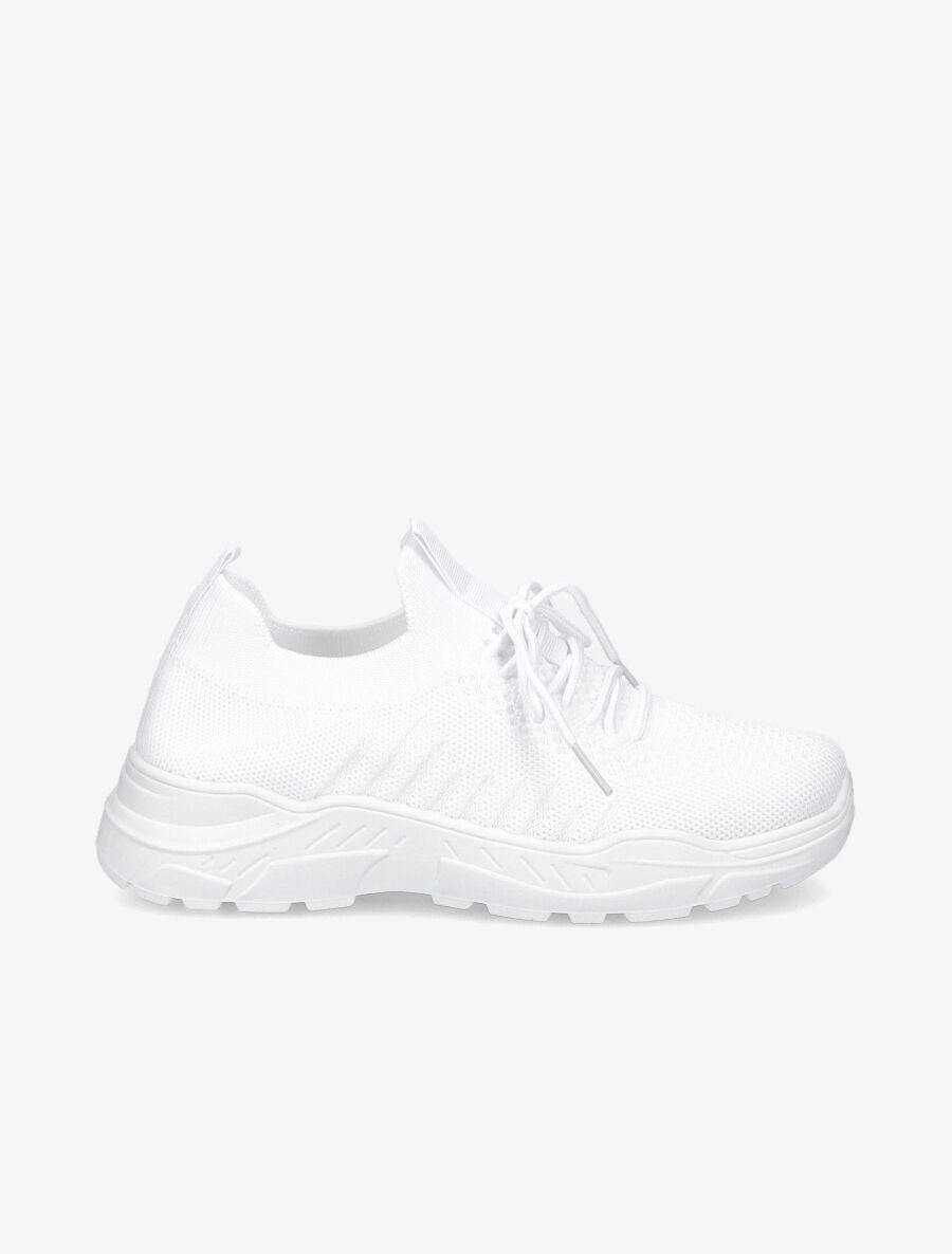 Sneakers à lacets en mesh - Blanc - 1