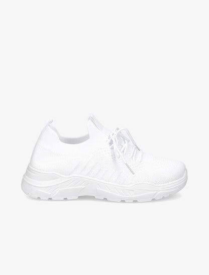 Sneakers à lacets en mesh - Blanc - 1