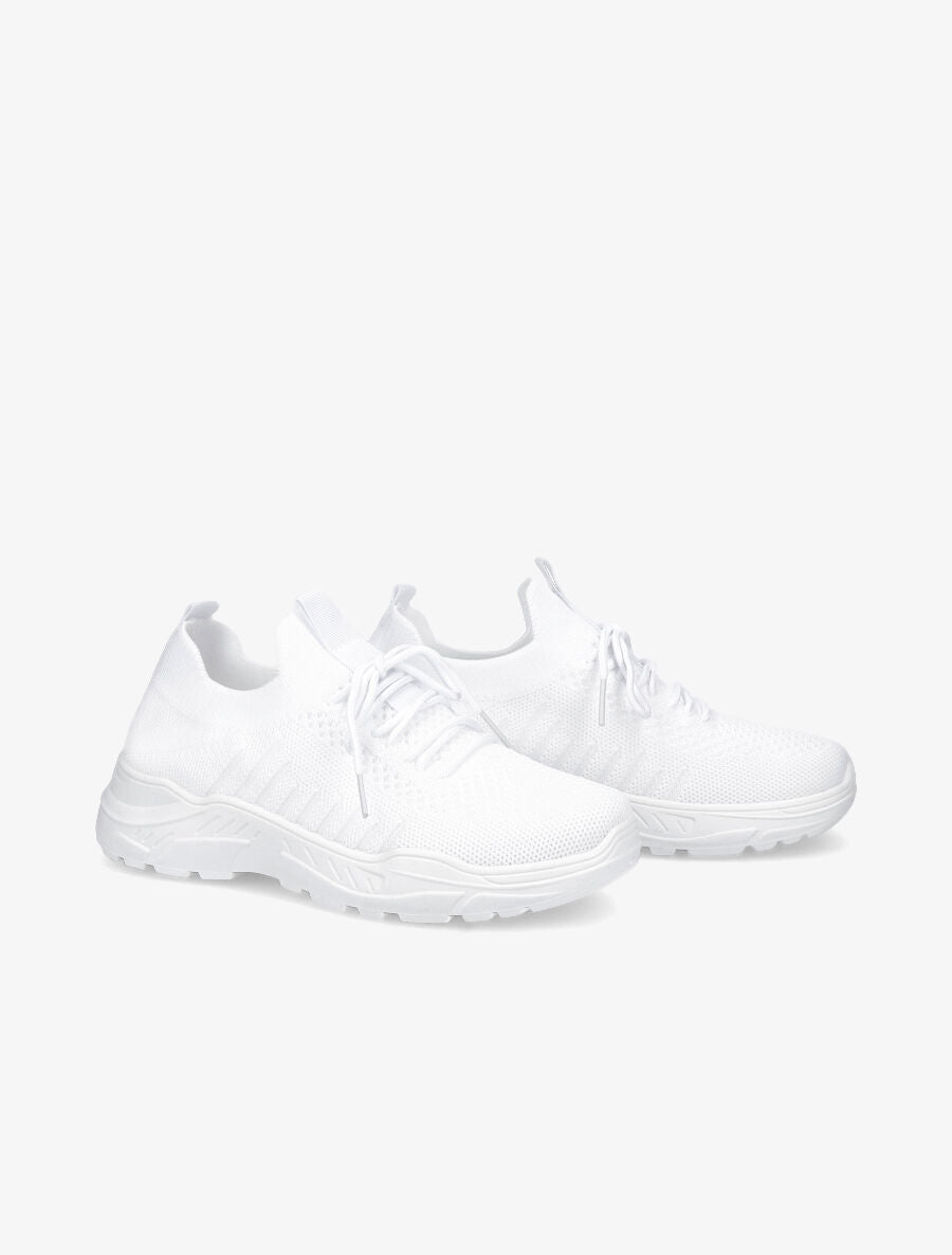 Sneakers à lacets en mesh - Blanc - 4