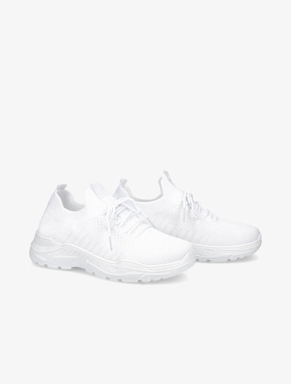 Sneakers à lacets en mesh - Blanc - 4
